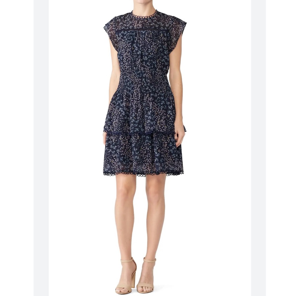 Aqua Ruffle Floral Mini Dress